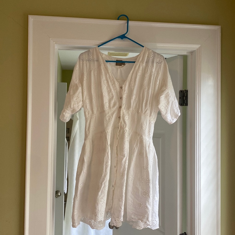 ASOS 100% cotton eyelet embroidered mini dress white